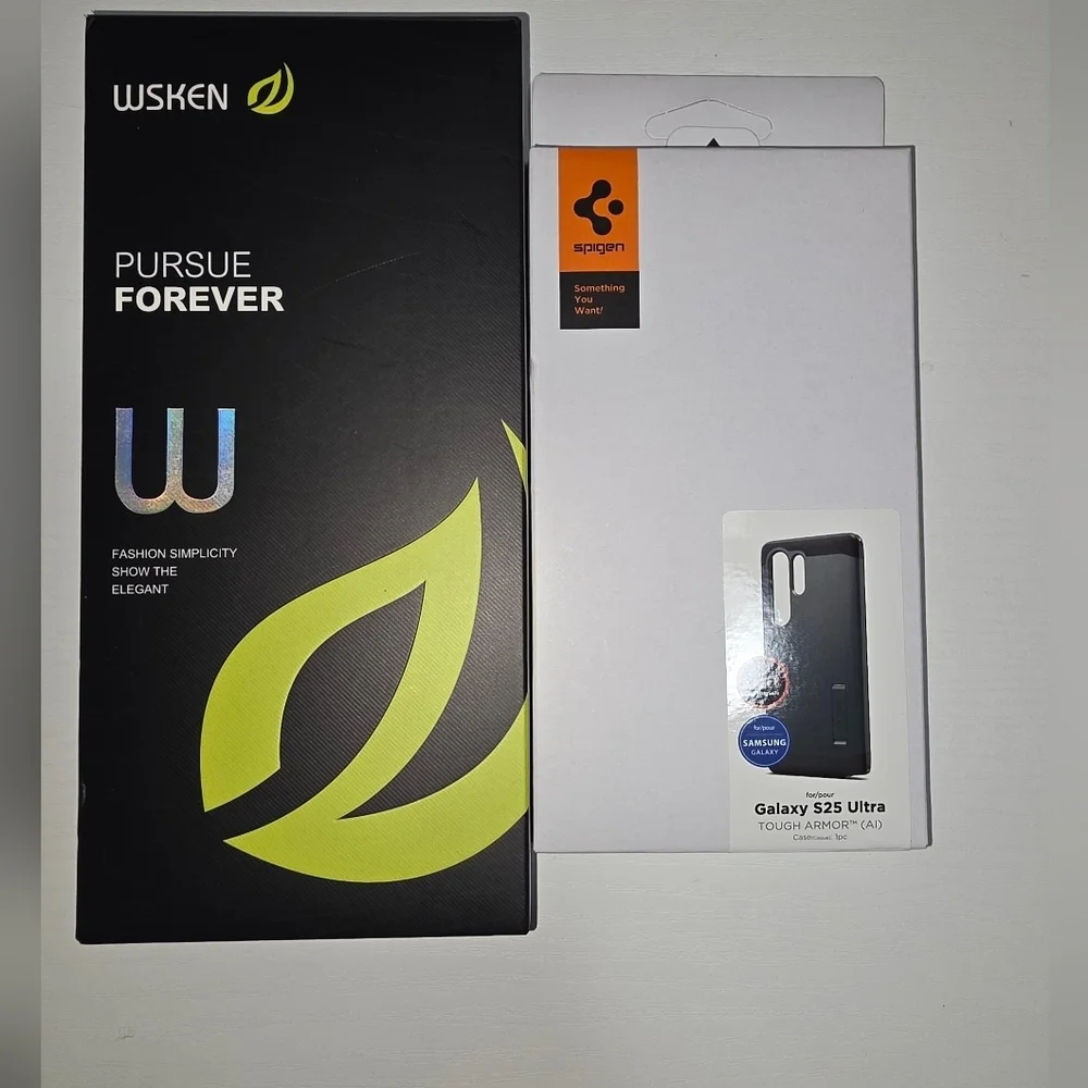 Spigen Black Samsung Galaxy S25 Ultra Case & WSKEN Screen Protector